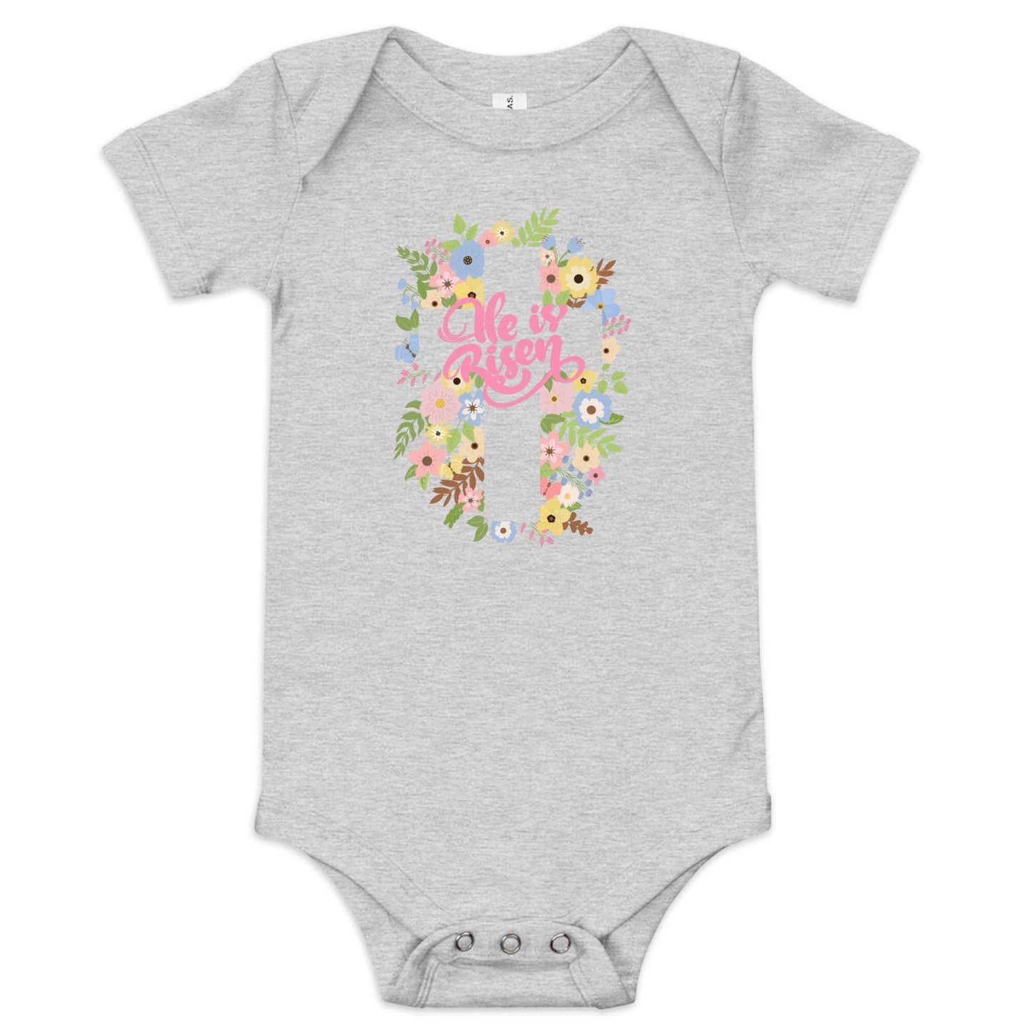 He is Risen Floral Baby short sleeve one piece - Broad Street Threads