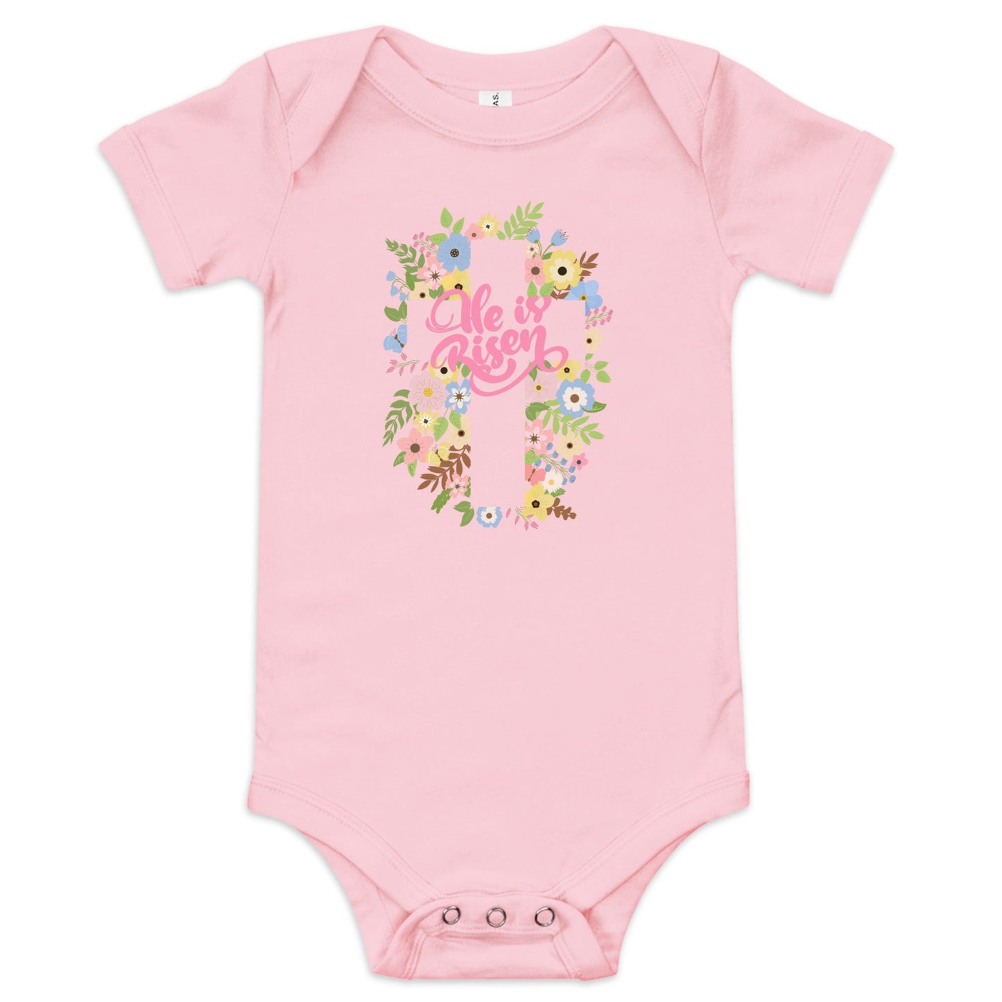 He is Risen Floral Baby short sleeve one piece - Broad Street Threads