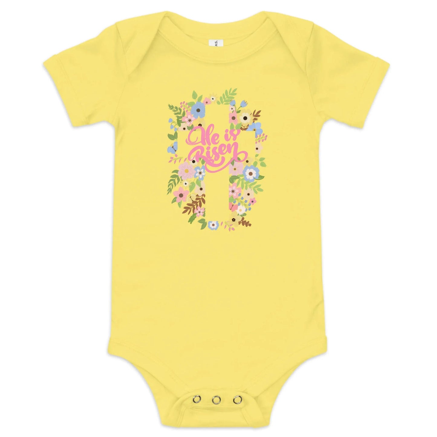 He is Risen Floral Baby short sleeve one piece - Broad Street Threads