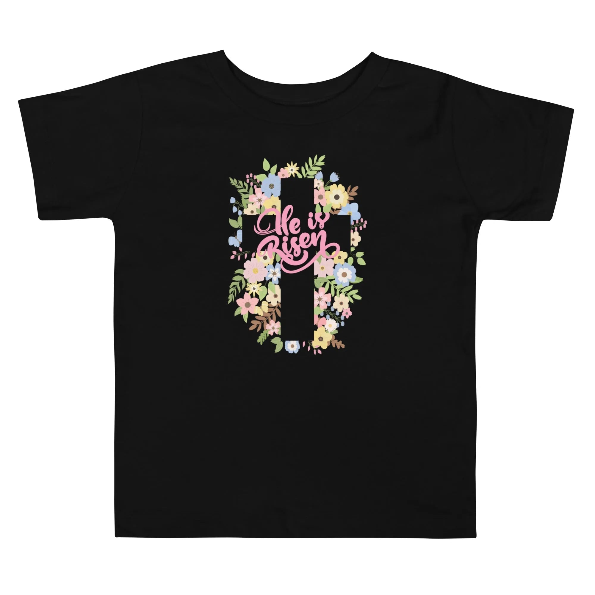 He is Risen Floral Toddler Short Sleeve Tee - Broad Street Threads