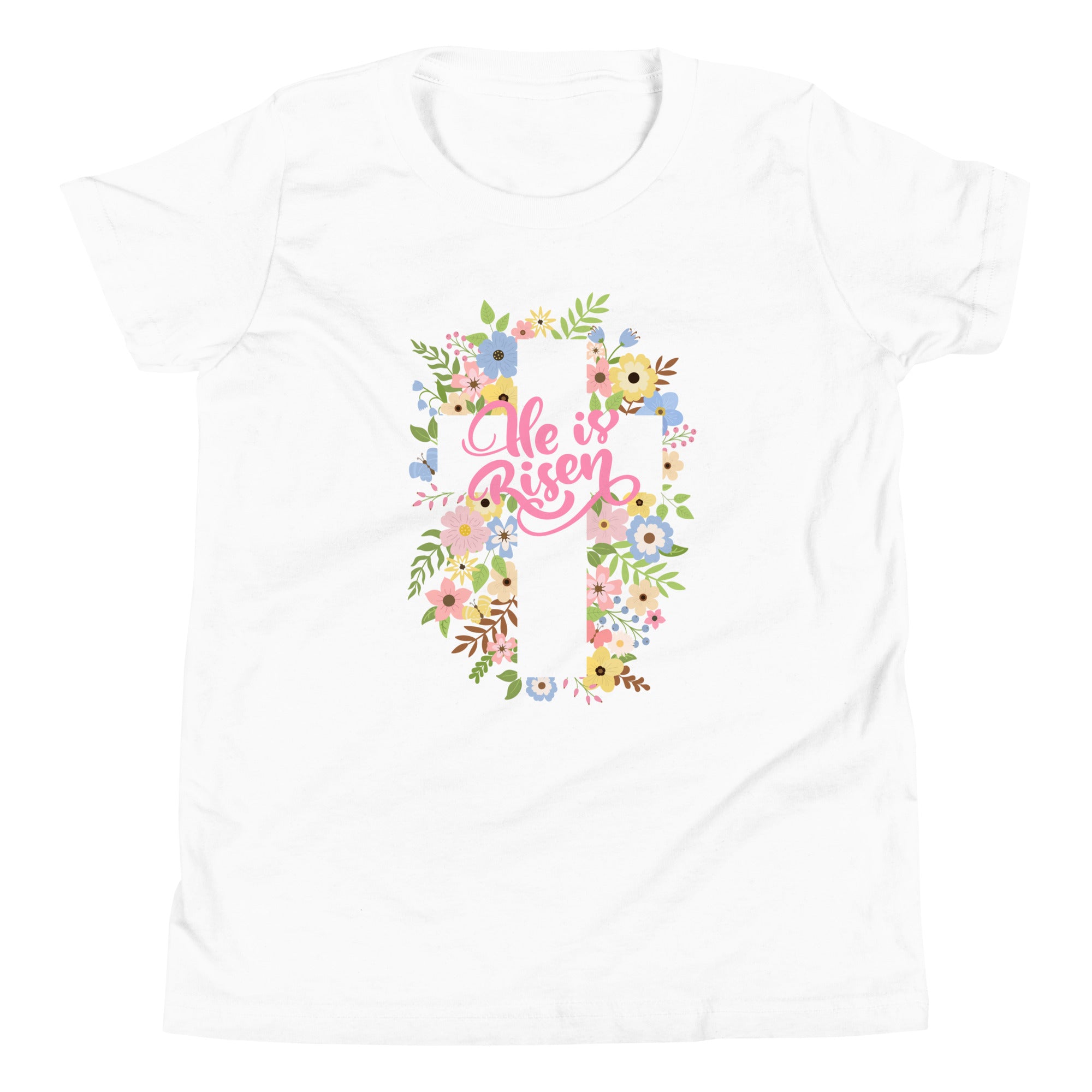 He is Risen Floral Youth Short Sleeve T-Shirt - Broad Street Threads