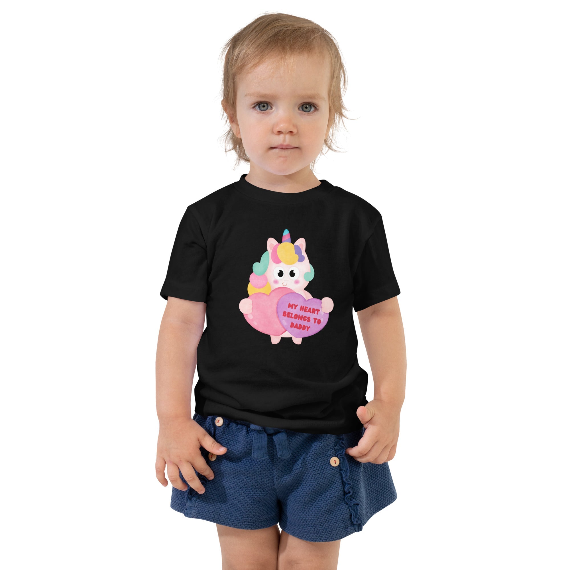 My Heart Belongs to Daddy Unicorn Toddler Short Sleeve Tee - Broad Street Threads