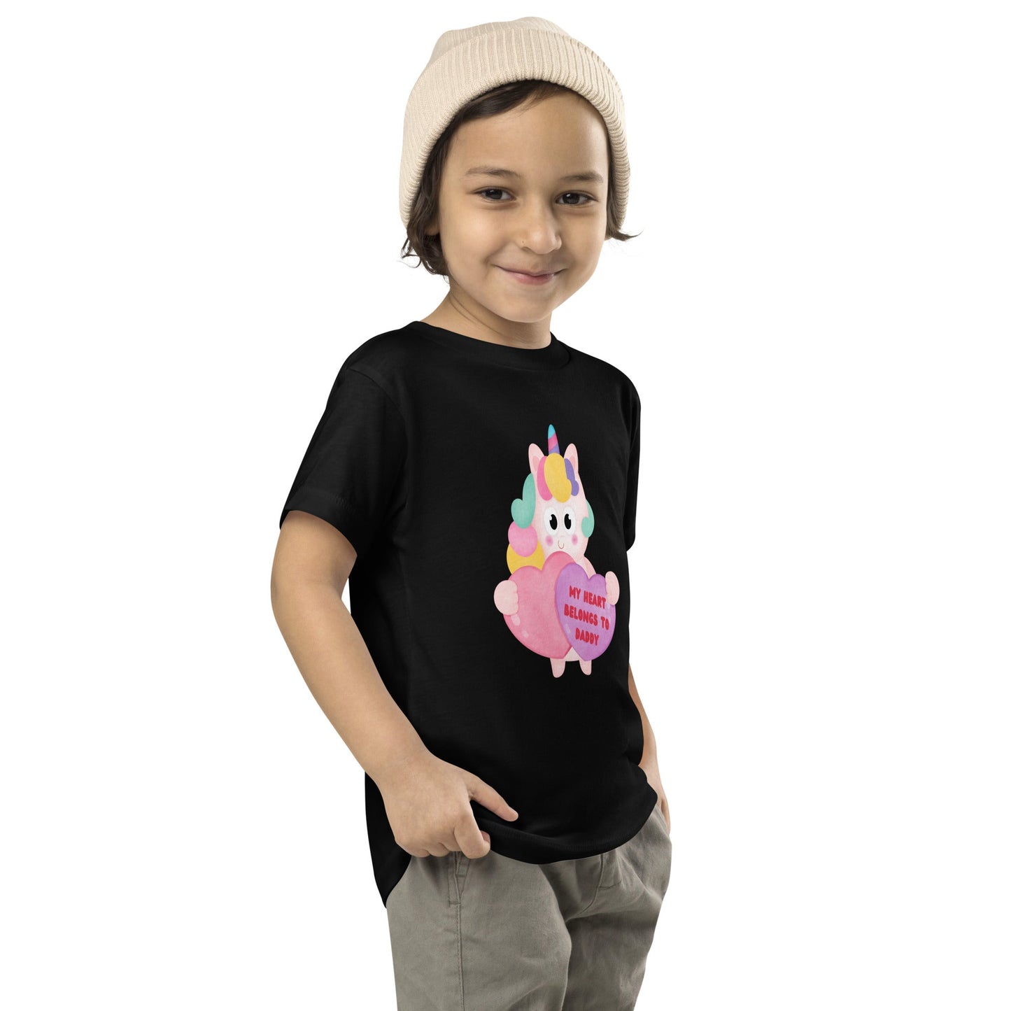 My Heart Belongs to Daddy Unicorn Toddler Short Sleeve Tee - Broad Street Threads