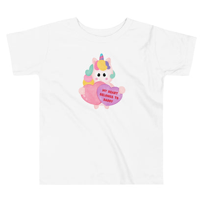 My Heart Belongs to Daddy Unicorn Toddler Short Sleeve Tee - Broad Street Threads